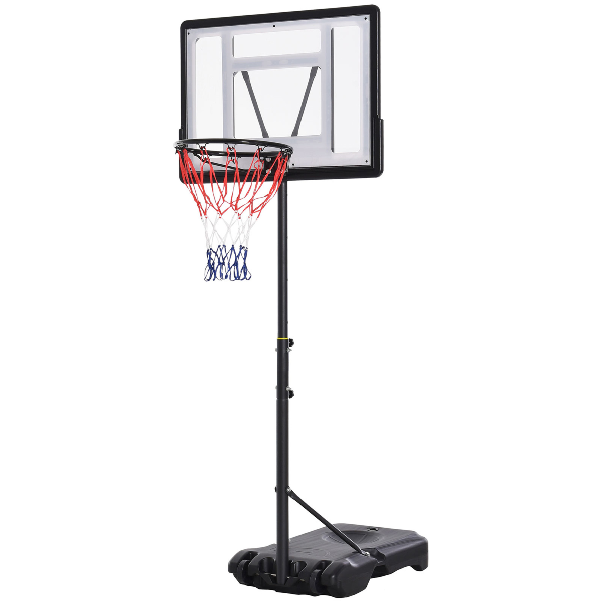 HOMCOM 1.55-2.1m Basketball Hoop and Stand with Fillable Base, Wheels, Black