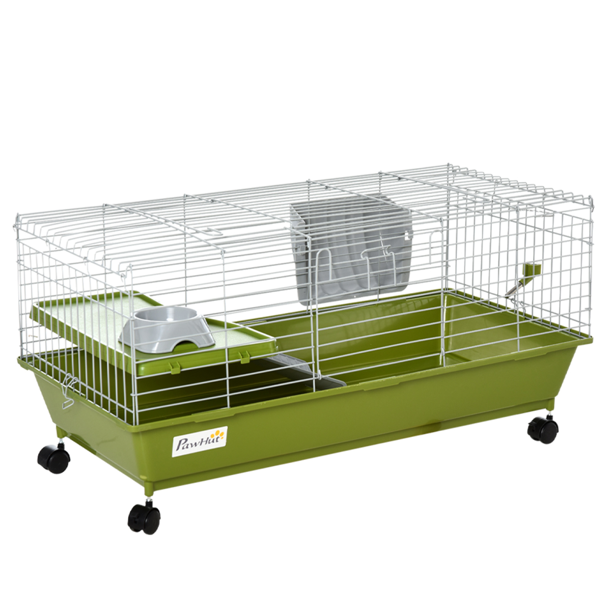 89cm Small Animal Home Cage for Rabbit, Ferret, Chinchilla, with Wheels, Green