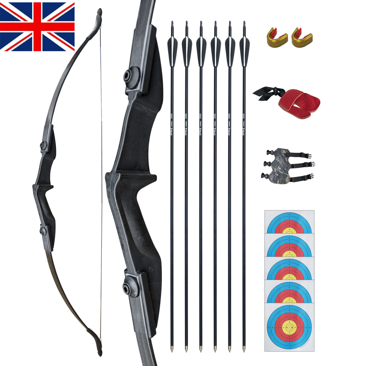 53" Takedown Recurve Bow Set, 40lb, Fiberglass Arrows