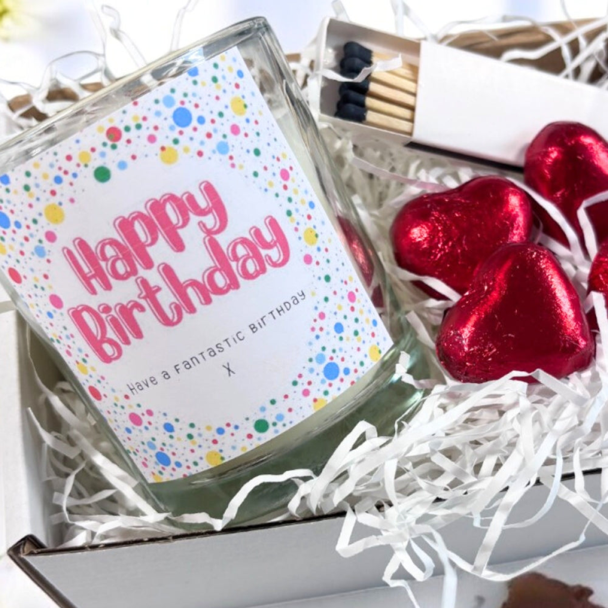 Happy Birthday Dotty Candle Gift Set | Birthday Gift Box For Her
