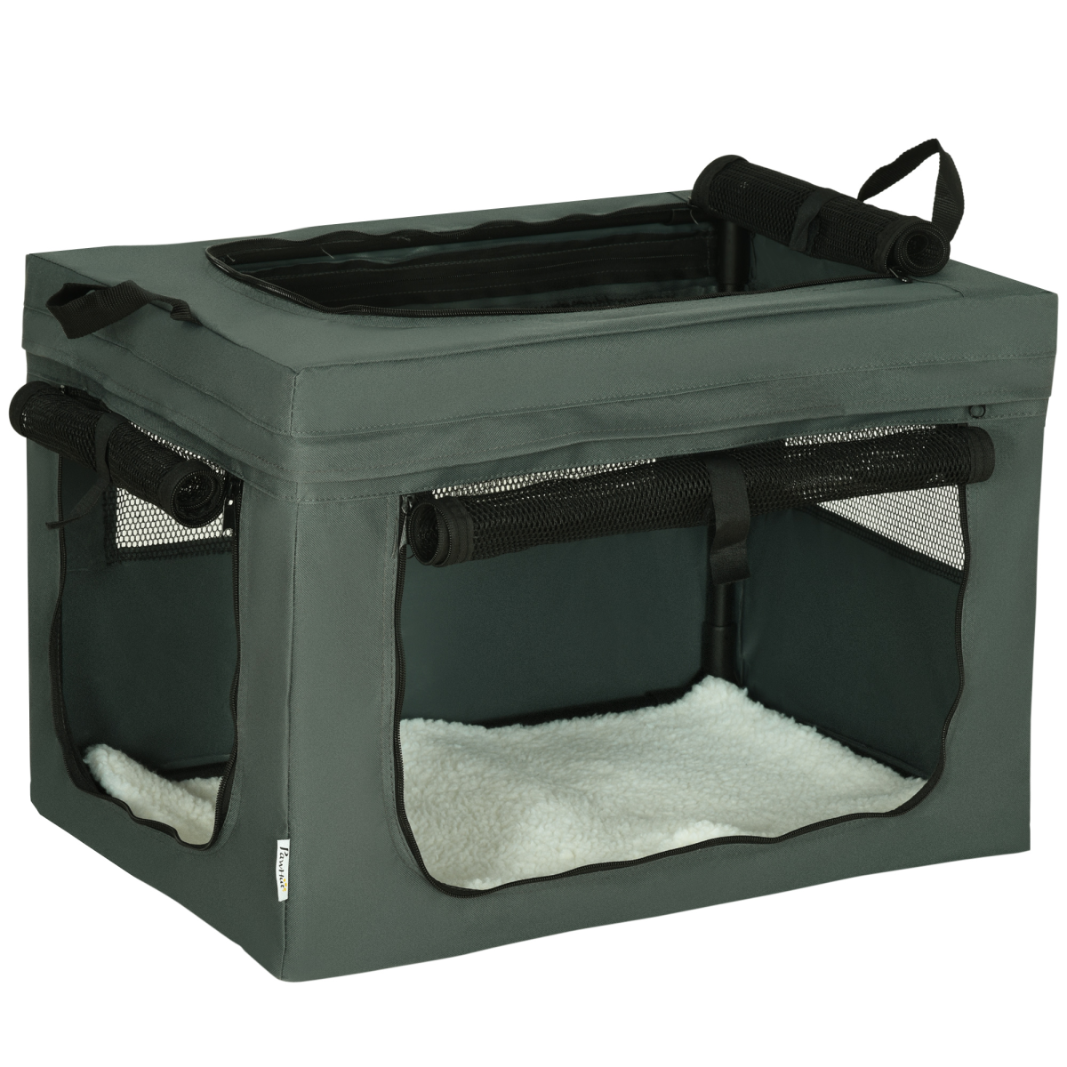 60cm Foldable Pet Carrier Cat Bag with Cushion for Cats and Miniature Dogs - Grey