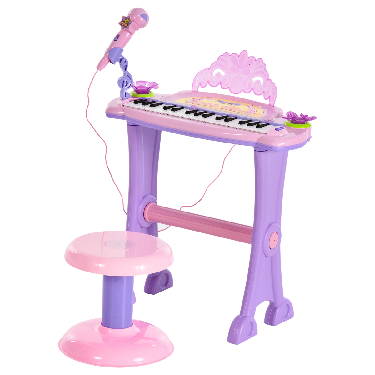 Mini Battery Organ Piano with Microphone and Stool, 32 Key Keyboard Kids Toy
