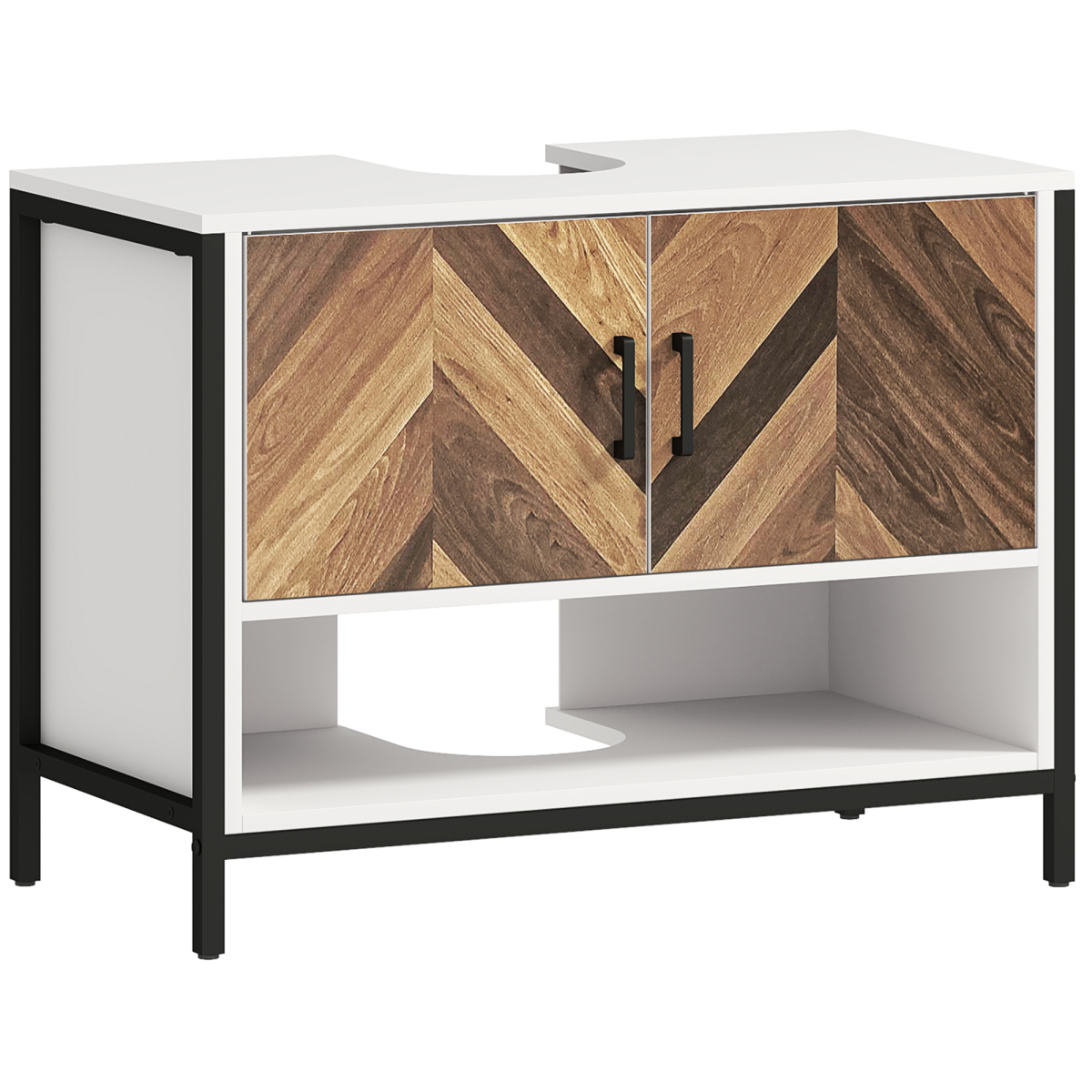 HOMCOM Bathroom Under Sink Cabinet for Basin with or without Pedestal, Cream