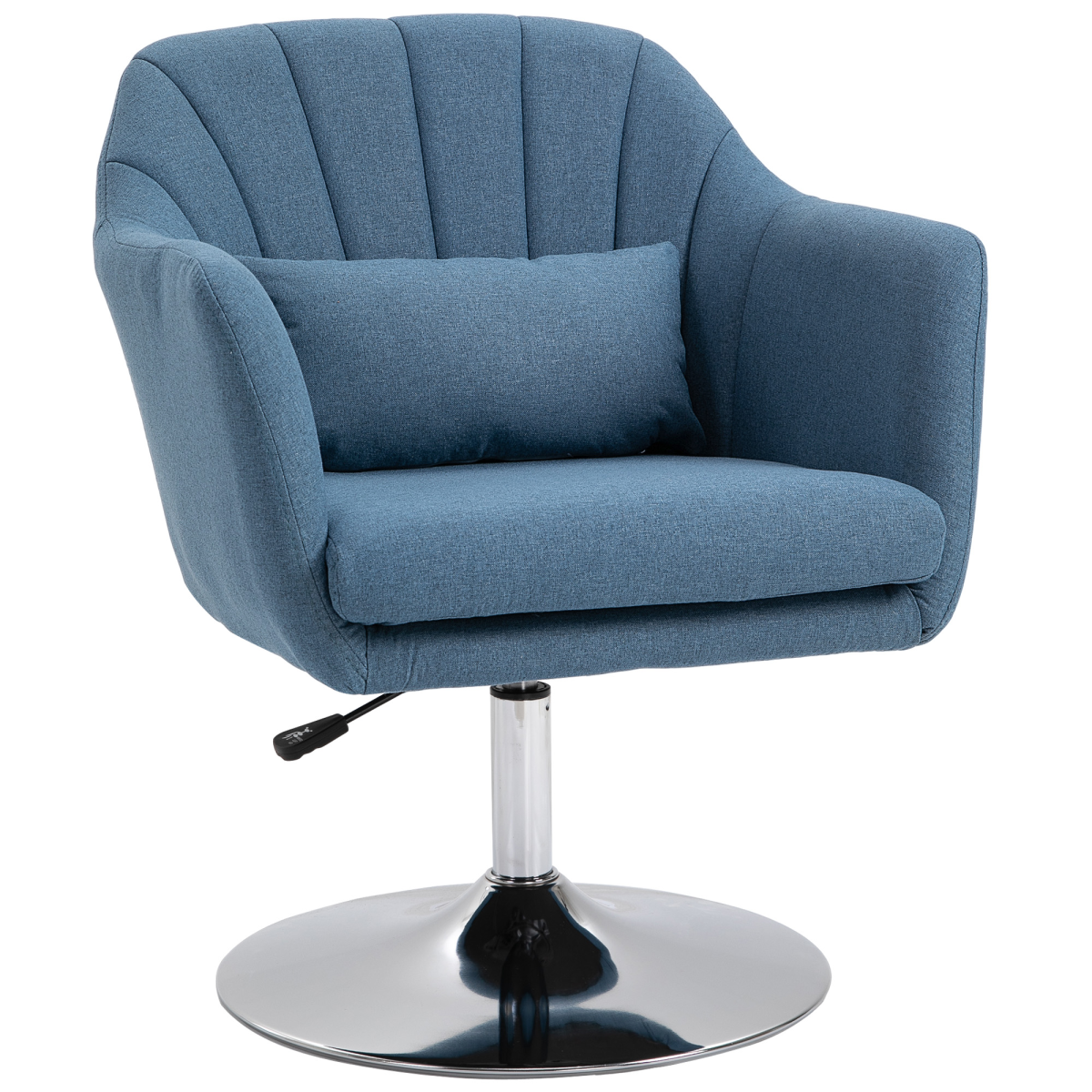 HOMCOM Retro Linen Swivel Tub Chair, Blue, Adjustable Height, Steel Frame