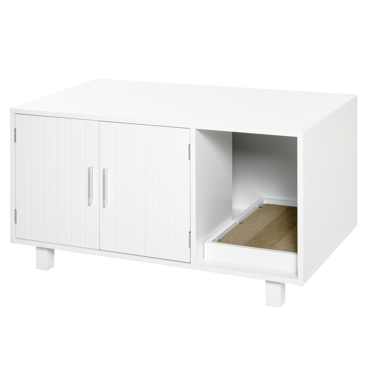 Cat Litter Box Enclosure & House with Nightstand/End Table Design, White Pawhut
