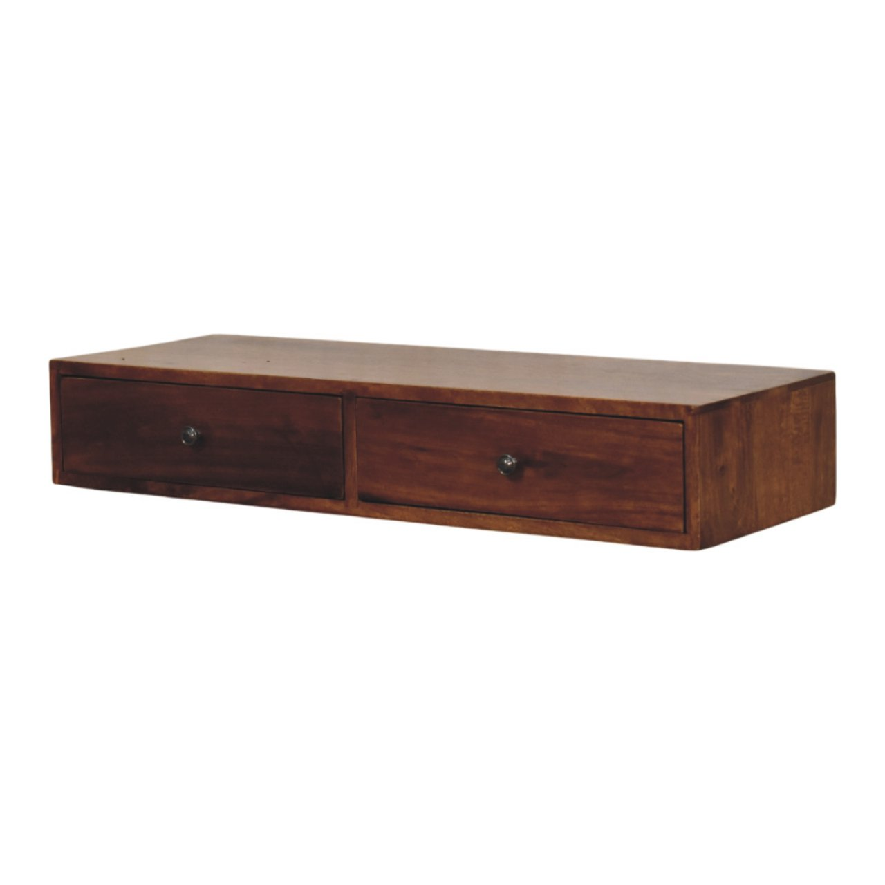 Artisan Furniture Lunar 2 Drawer Chestnut Wall Mounted Console, Dark Brown
