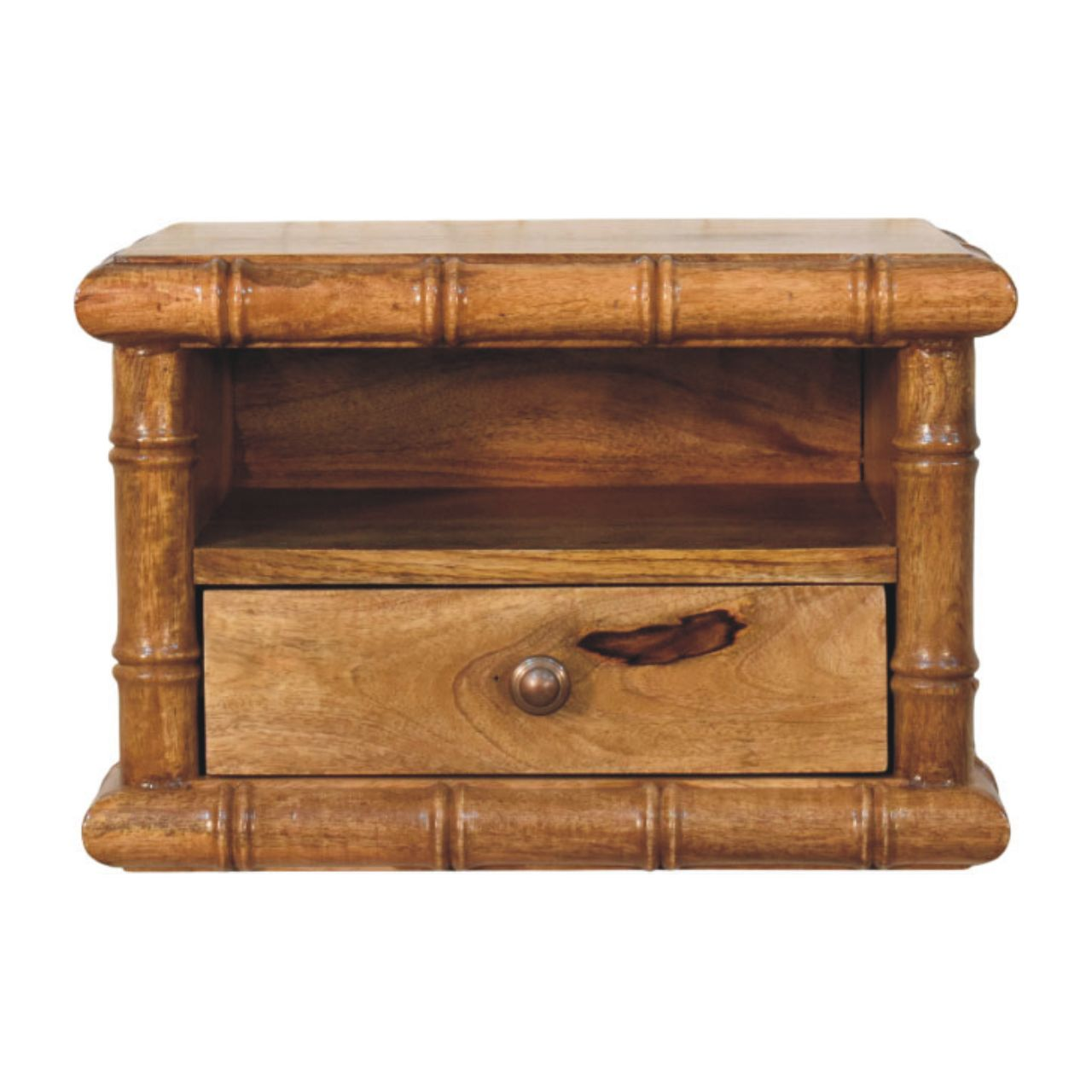 Artisan Furniture Bamboo Open Bedside, Amber Oak Finish, 1 Drawer & 1 Shelf