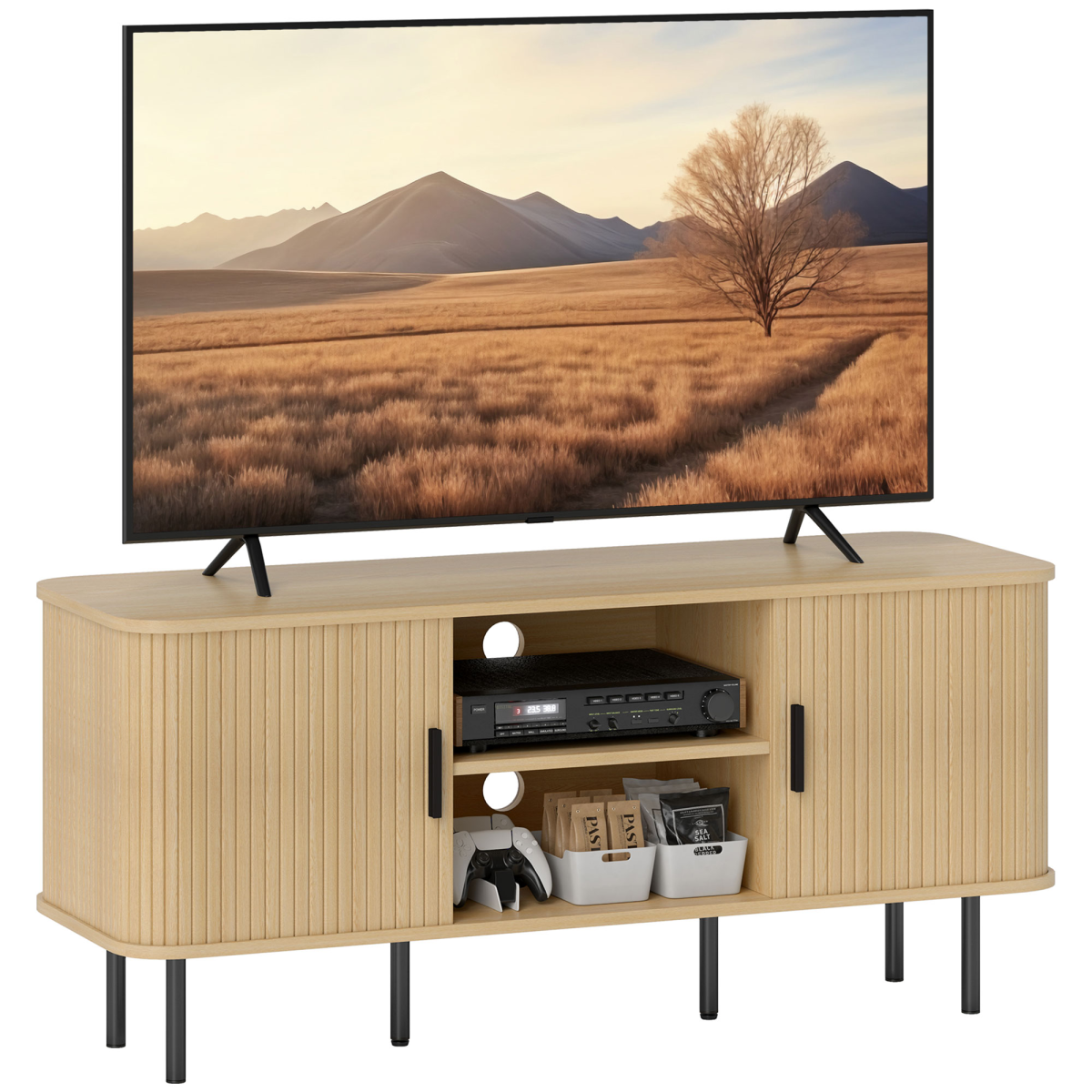 HOMCOM TV Unit for Living Room, Oak Tone