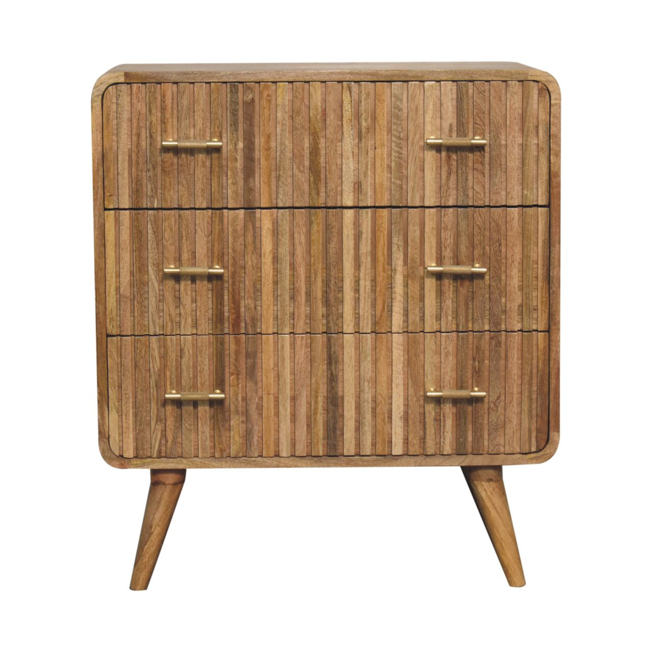 Artisan Furniture Solid Wood T-bar Ridged Chest, 3 Drawers, Brown