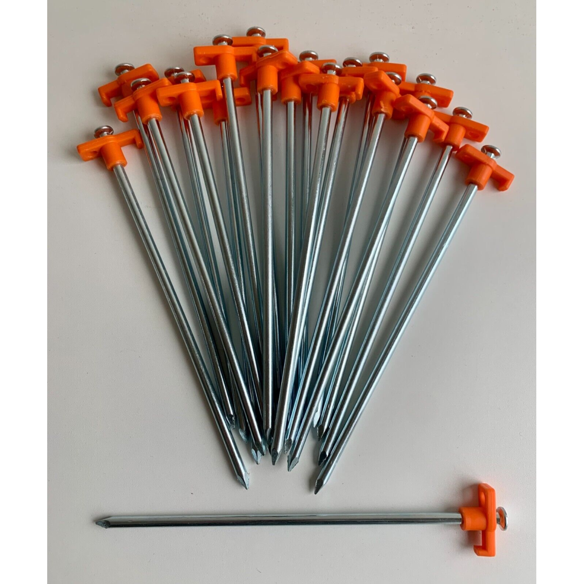 20 x Heavy Duty Hard Ground 25cm Rock Peg Hook Top Camping Awning Tent