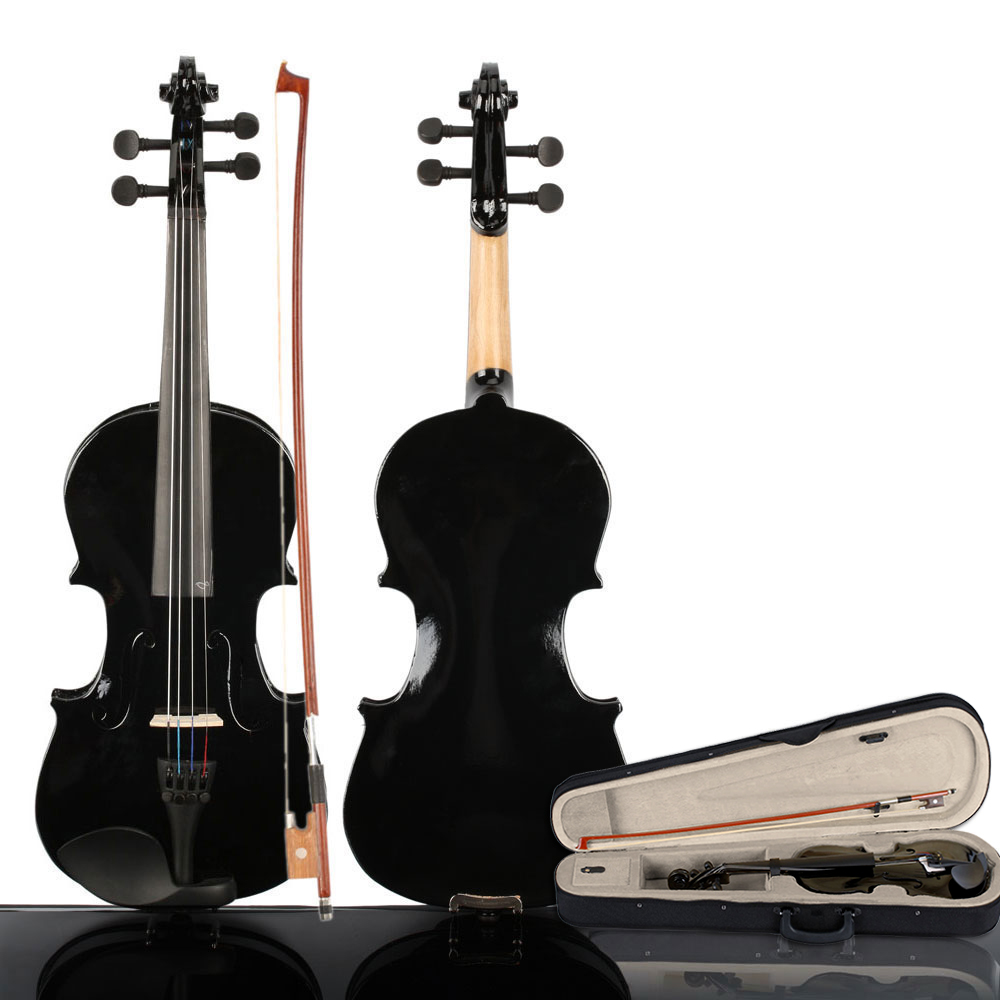 3/4 Acoustic Violin Case, Bow and Rosin Set - Black