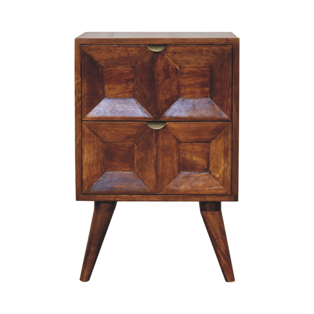 Artisan Furniture Solid Wood Quad Bedside, 2 Drawers, Dark Brown