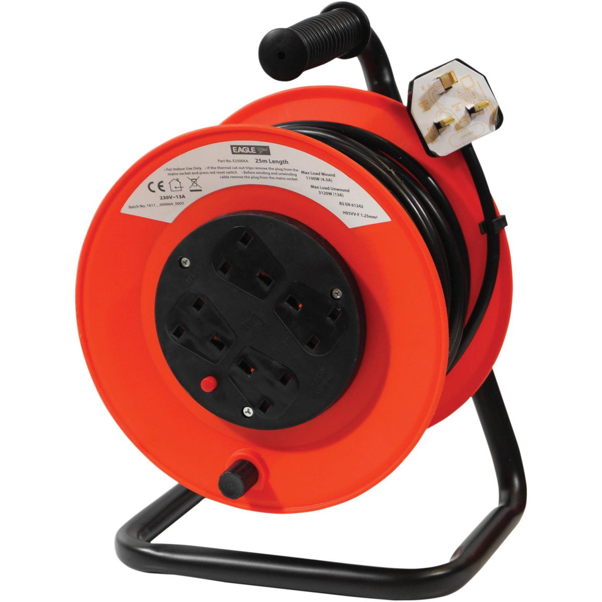 Eagle 4 Socket 25 Metre Extension Reel
