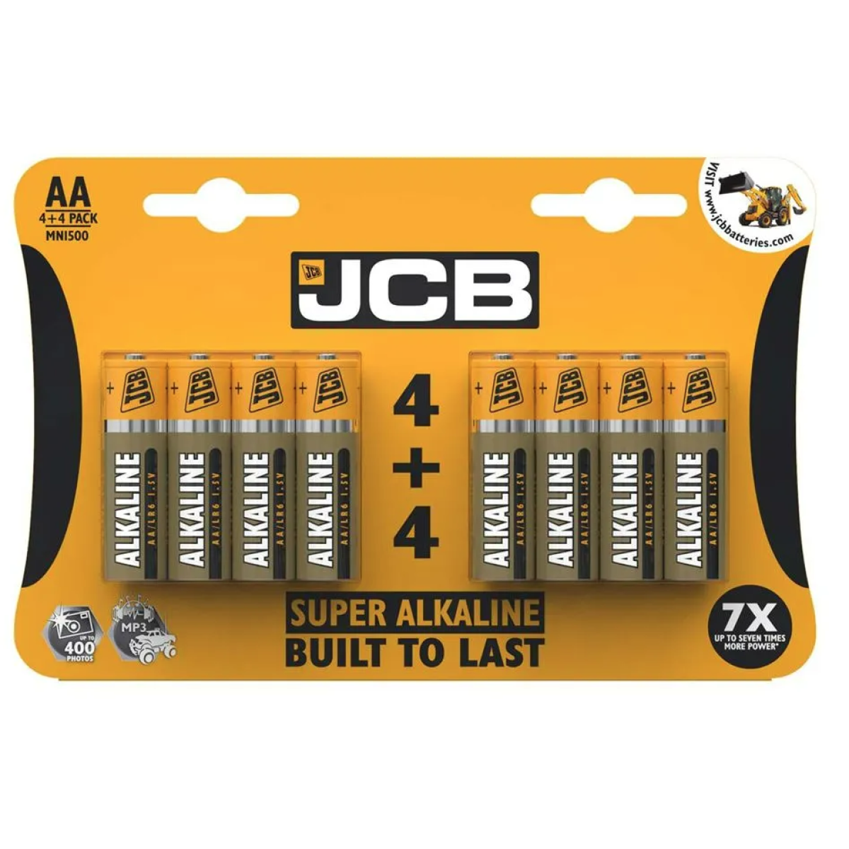 JCB AA Super Alkaline Batteries 8 Per Card