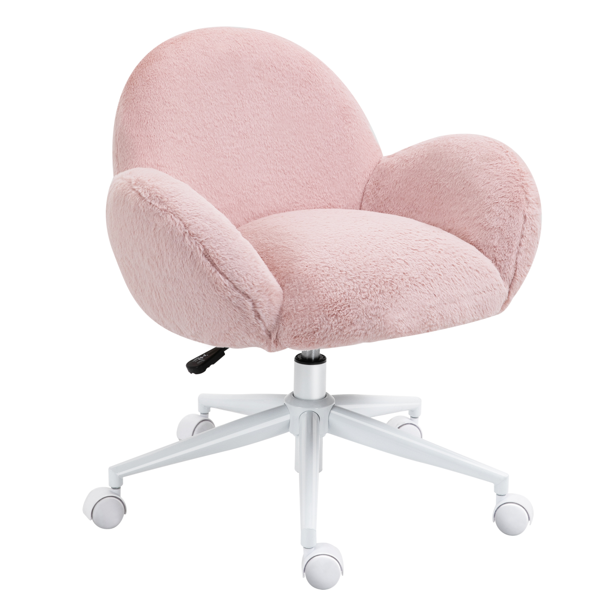 Fluffy Leisure Chair Office Chair with Backrest and Armrests, Pink