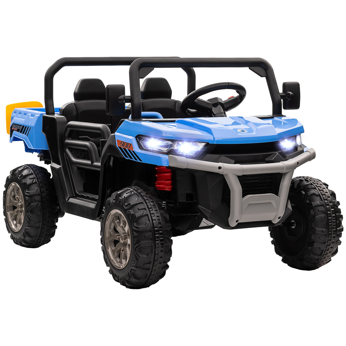 HOMCOM 12V Two-Seater Kids Electric Ride-On Car with Electric Bucket, Blue