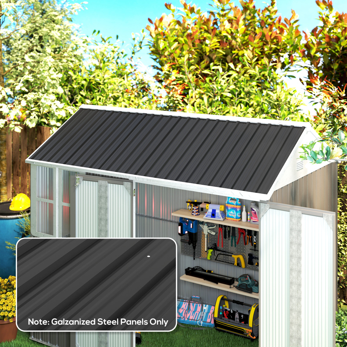 Corrugated Steel Roof Sheet Panels, 12 Pack
