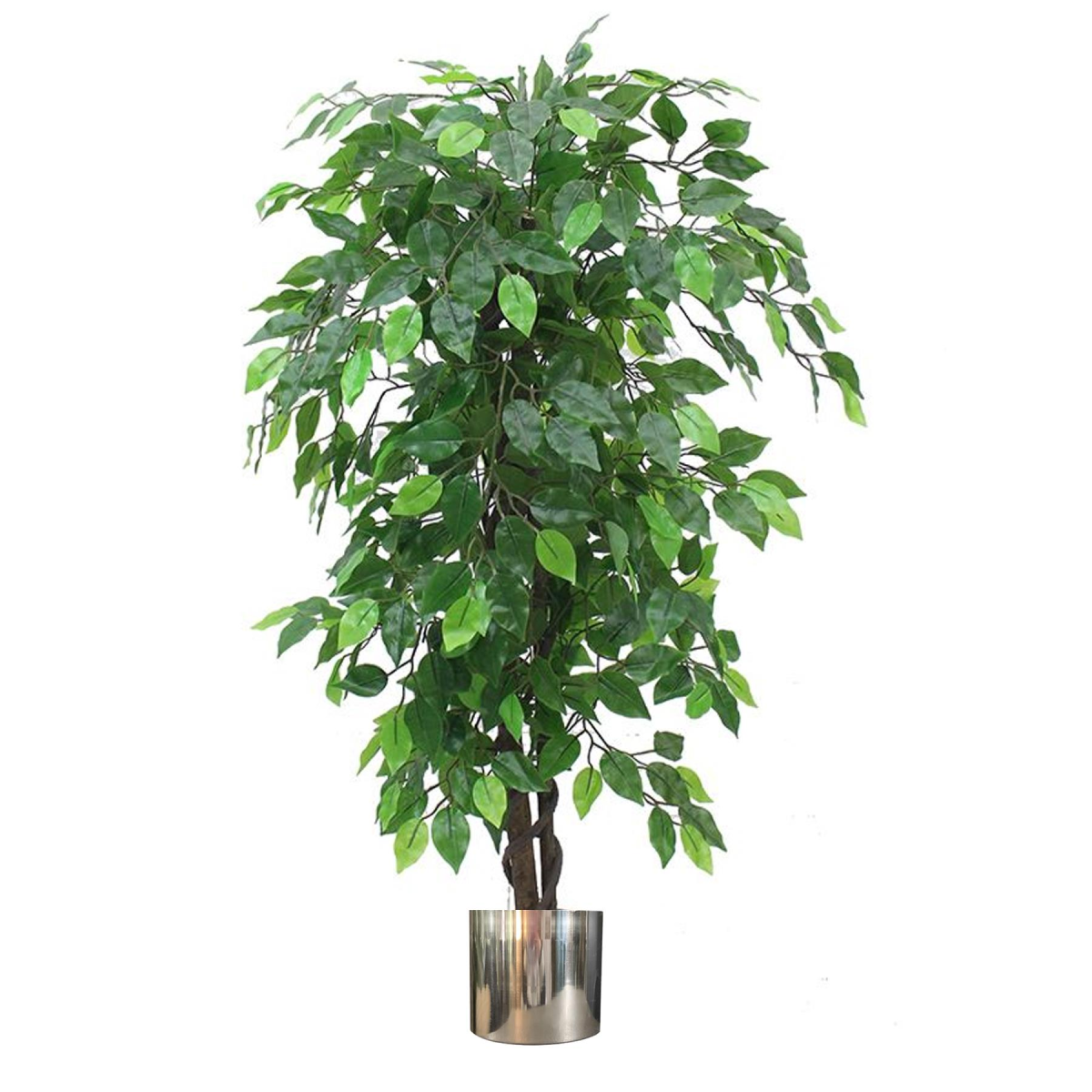 120cm Artificial Ficus Tree with Silver Metal Planter