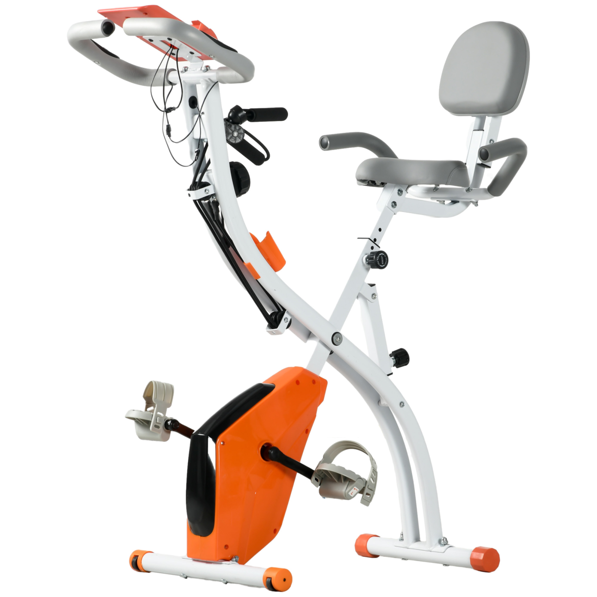 2-In-1 Upright Exercise Bike with 8-Level Adjustable Resistance, Pulse Sensor, Orange