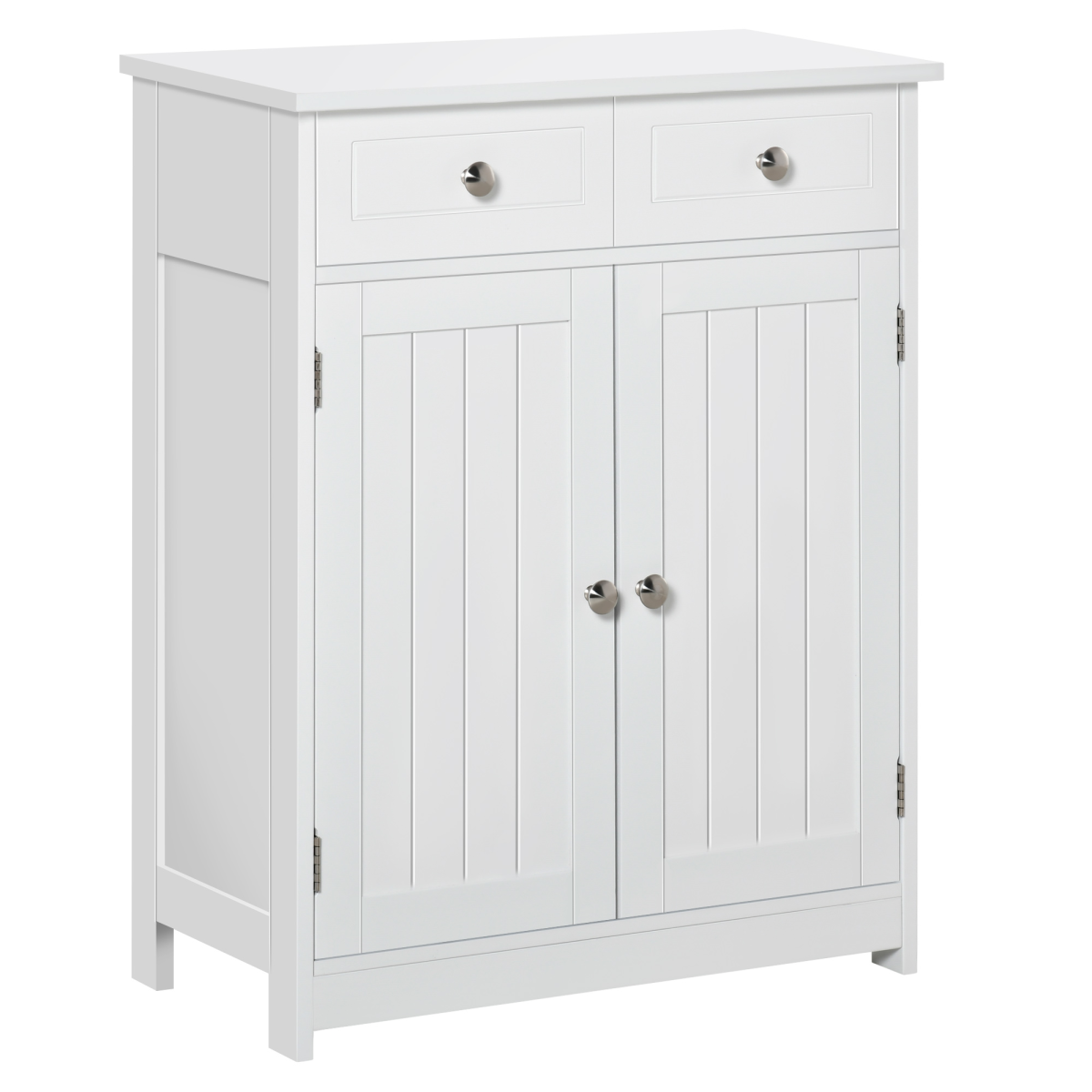 kleankin Bathroom Floor Storage Cabinet with 2 Drawers, Door Cupboard, White