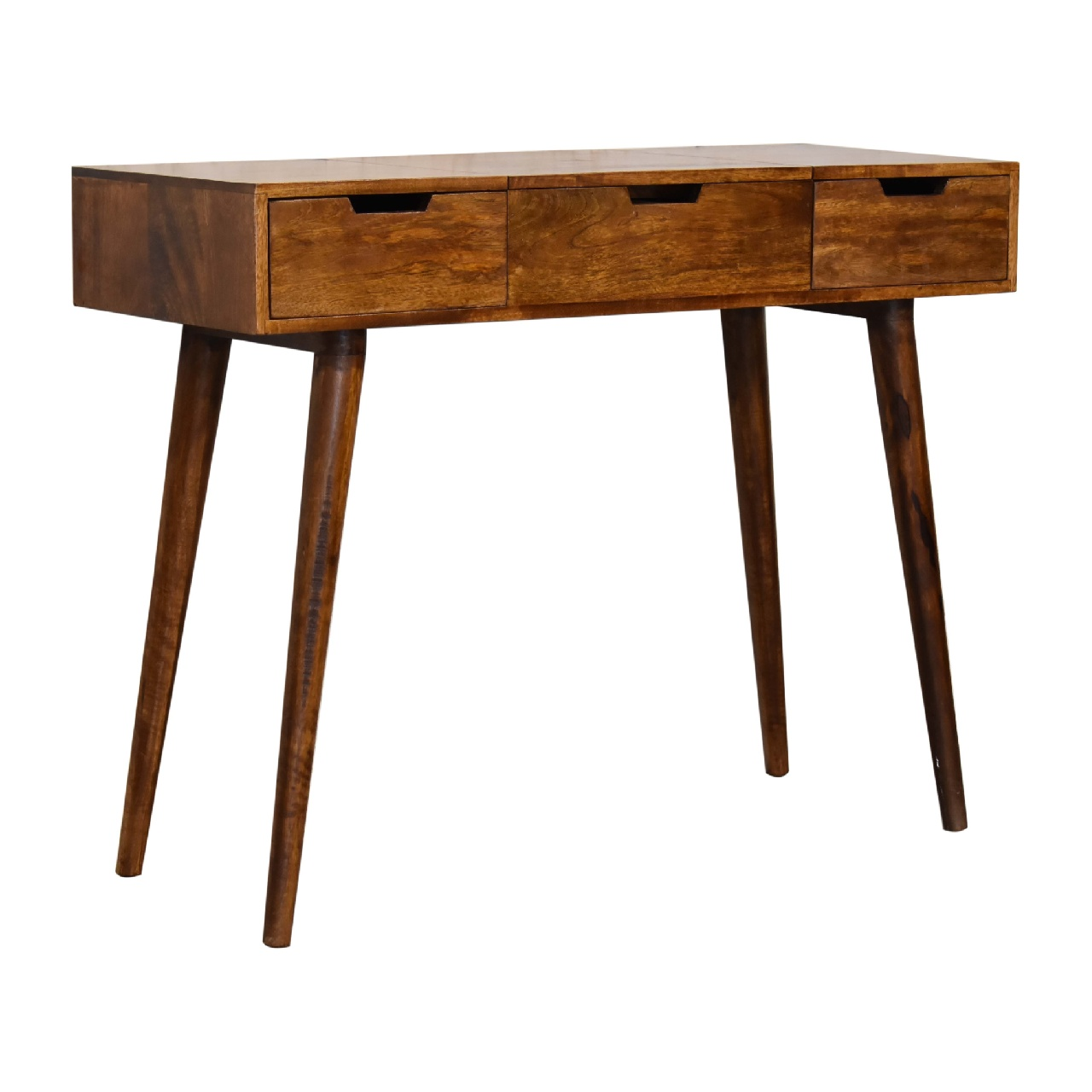 Artisan Furniture Solid Wood Chestnut Foldable Mirror Table, 2 Drawers, Brown