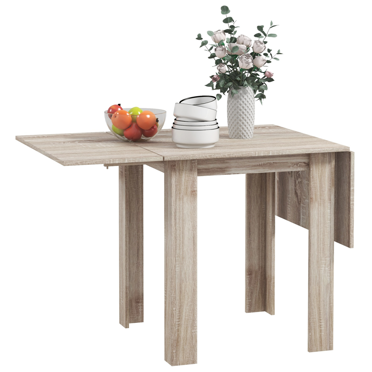 HOMCOM Folding Extendable Drop Leaf Dining Table for 2-4