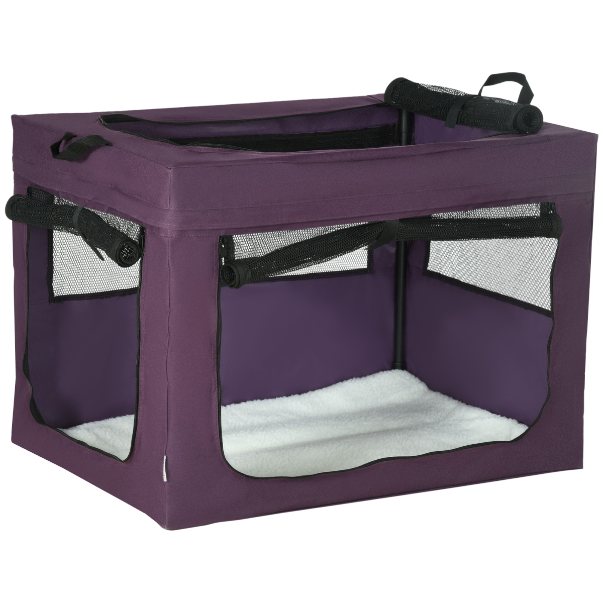 80cm Foldable Pet Carrier Cat Bag with Cushion, Purple