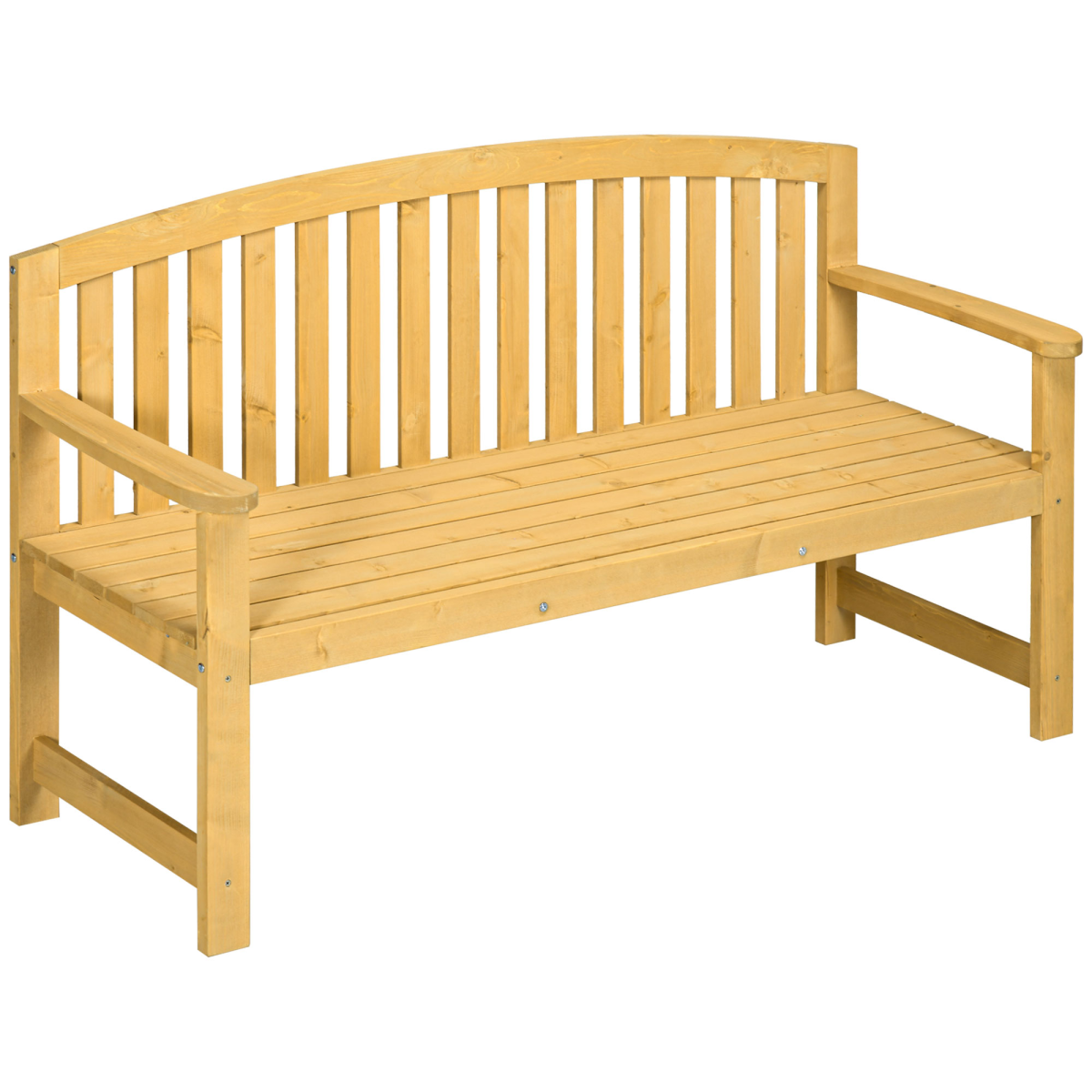 2 Person Wooden Garden Bench with Armrests, Orange