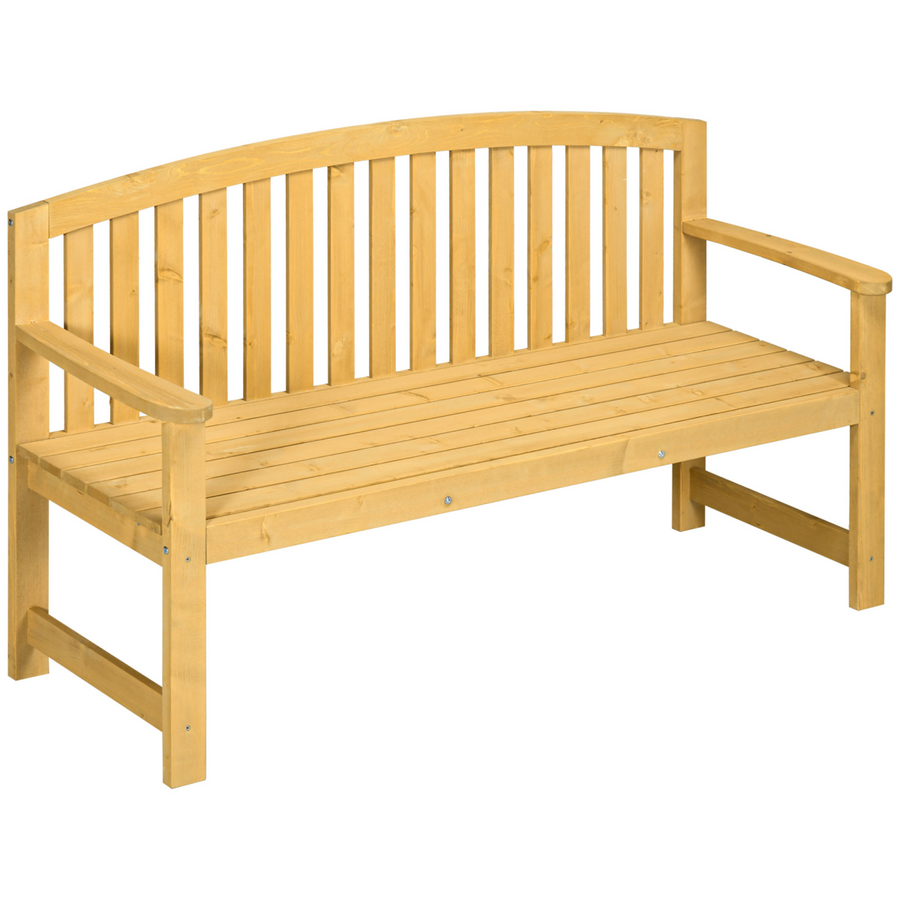 2 Person Wooden Garden Bench with Armrests, Orange