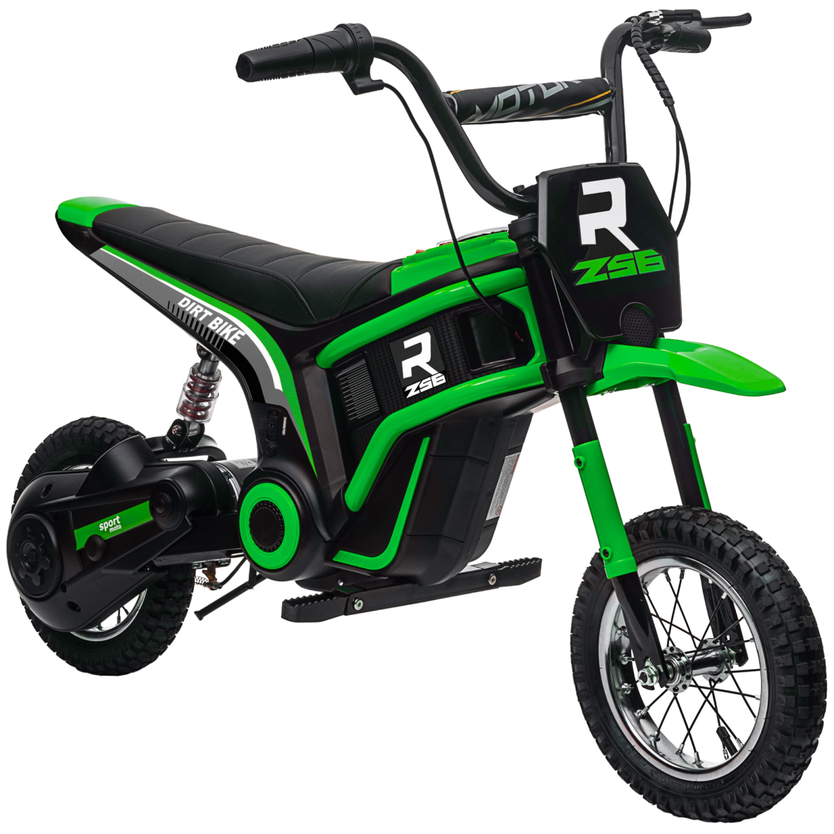 HOMCOM 24V Kids Electric Motorbike with Twist Grip Throttle, Music, Horn, Green