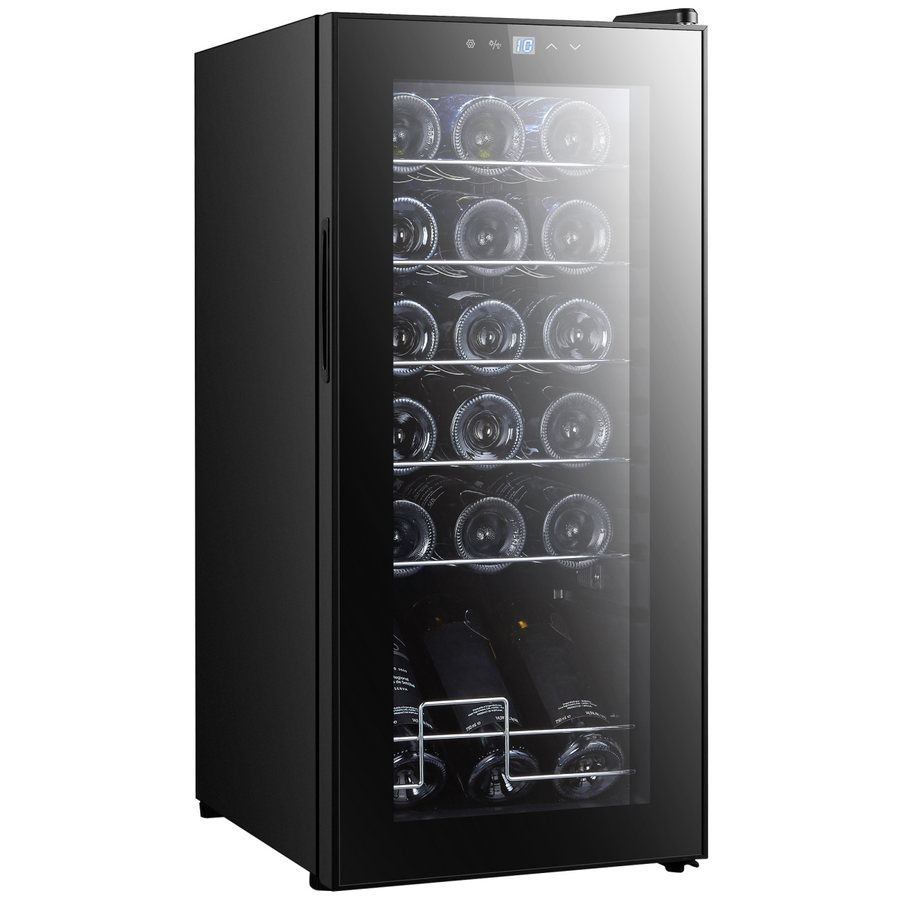 HOMCOM 50L Undercounter Wine Cooler Fridge with LED Light and Glass Door