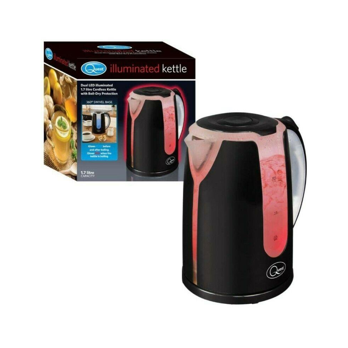 Quest Dual LED Illuminated Kettle - 1.7Ltr Black