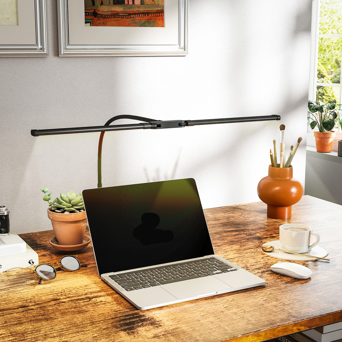 LED Desk Lamp with Clamp, Dual-Head, Gooseneck, 3000K/4000K/6500K