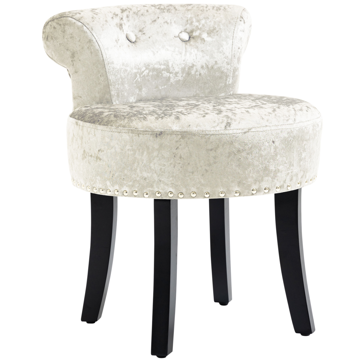 HOMCOM Dressing Table Stool Vanity Seat with Rubber Wood Legs - Beige