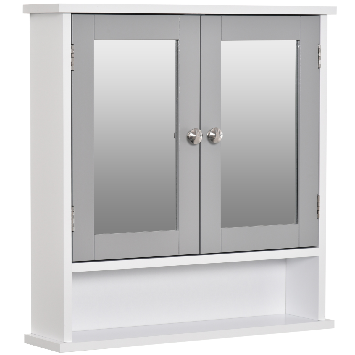 Mirror Cabinet Wall Mounted with Double Mirrored Doors, Grey