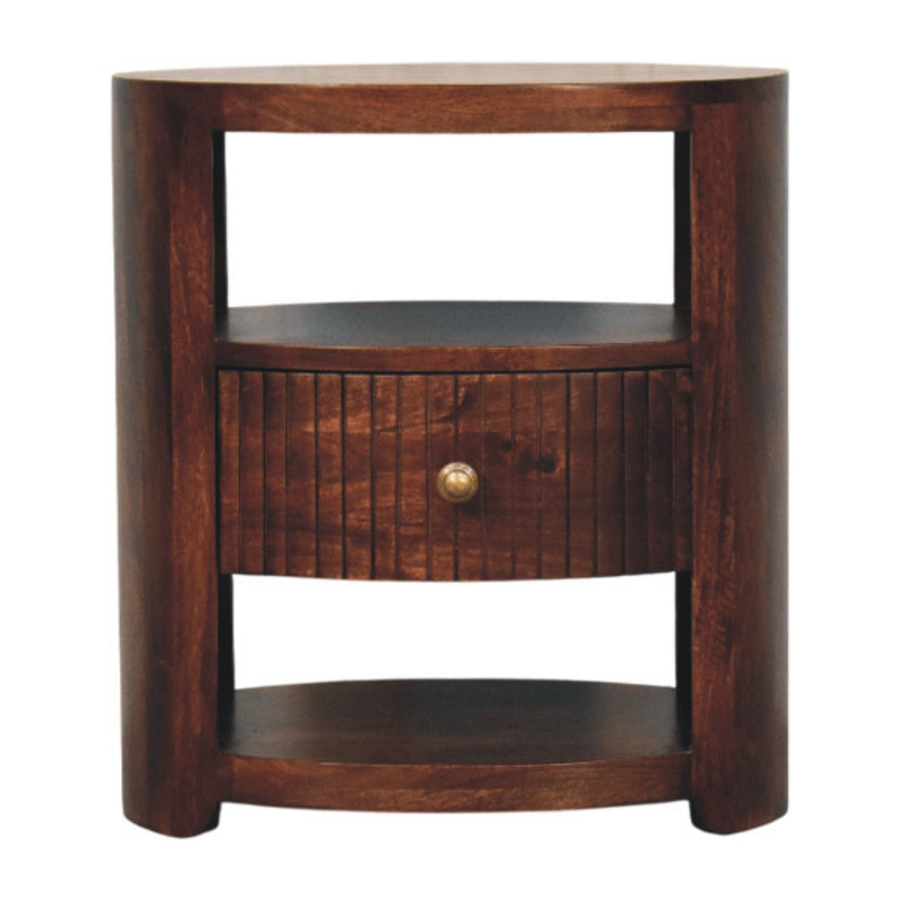 Artisan Furniture Bordeaux Bedside, 1 Drawer & 2 Open Slots, Brown