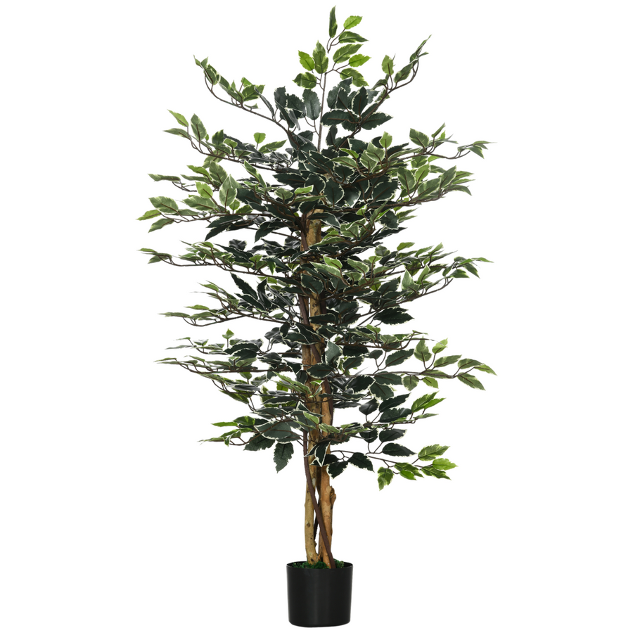 HOMCOM Artificial Ficus Tree with Lifelike Leaves and Natural Trunks