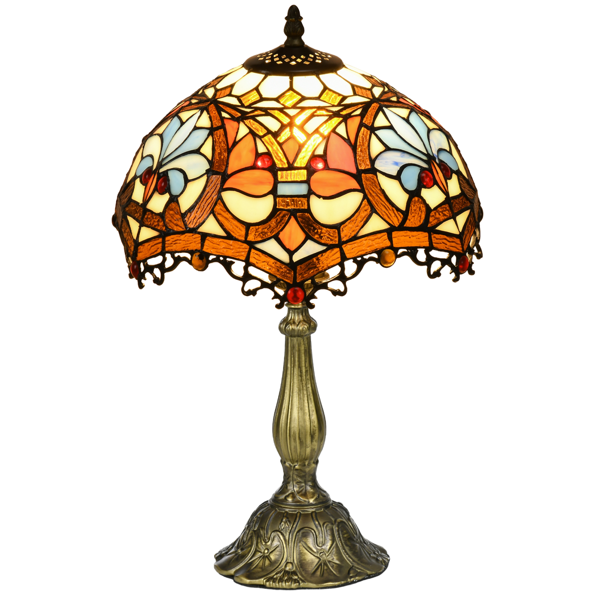 HOMCOM Antique Table Lamp, Sunflower, Multi-Coloured Stained Glass, E27 Bulb Not Included