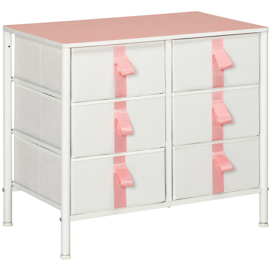 Chest of Drawers Cloth Organizer with 6 Fabric Drawers and Metal Frame for Nursery Room
