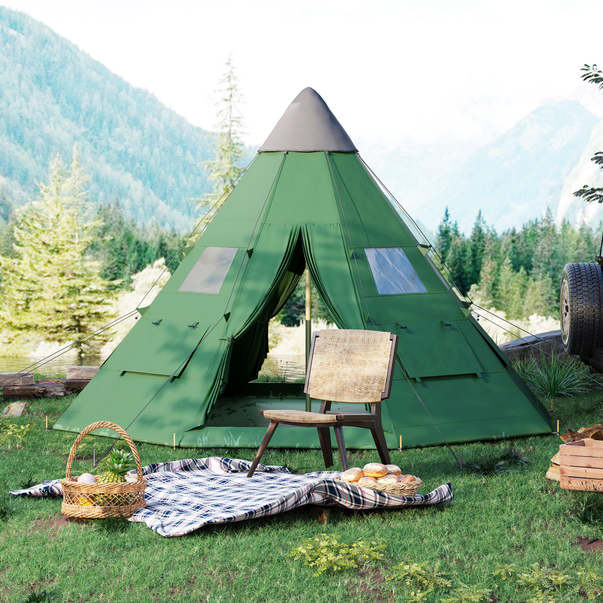 Camping Tent, 2 Rooms, 5-6 Person