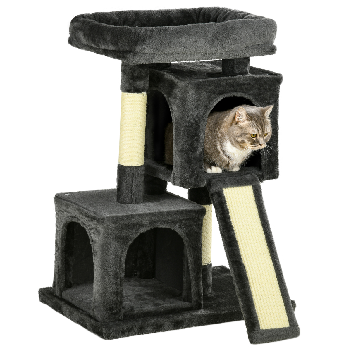 Cat Rest & Play Activity Tree with 2 Houses, Perch and Scratching Posts