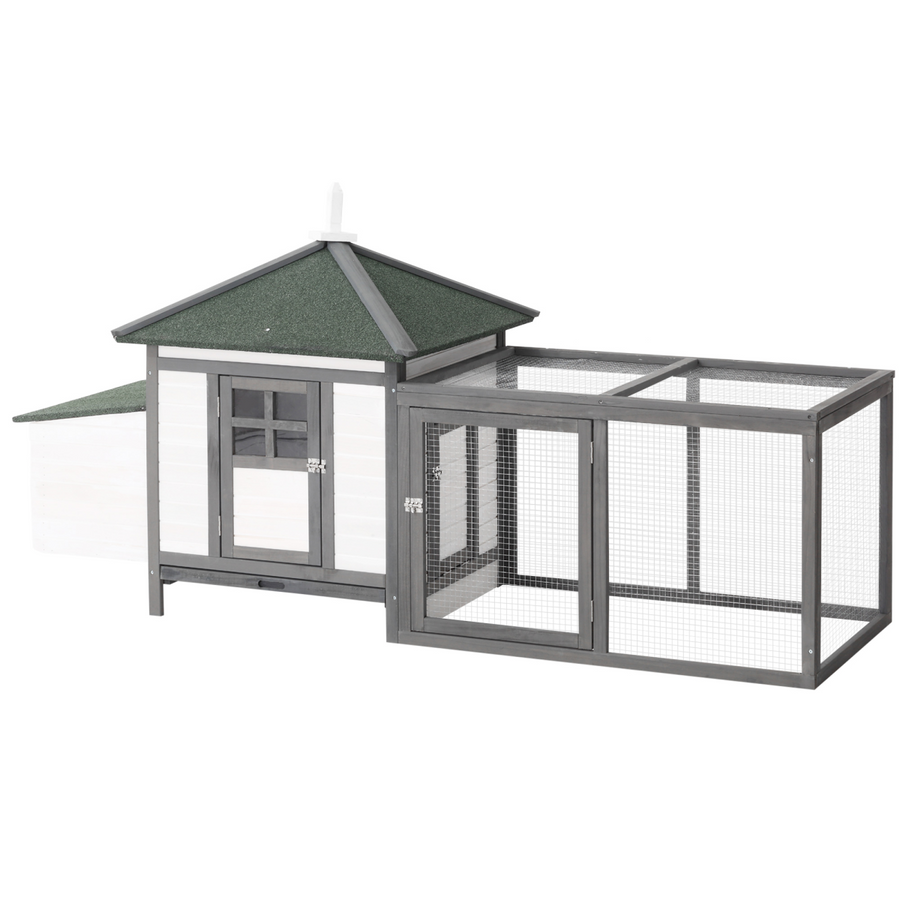 Chicken Coop with Nesting Box, Outdoor Run, Wooden