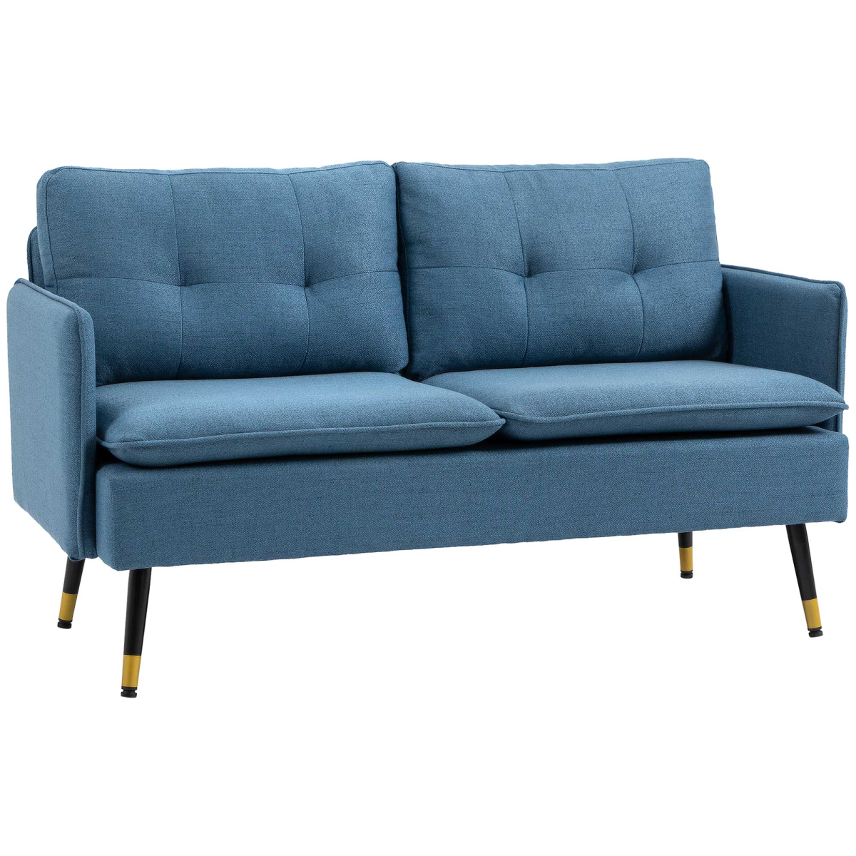 2 Seater Fabric Sofa Button Tufted Dark Blue