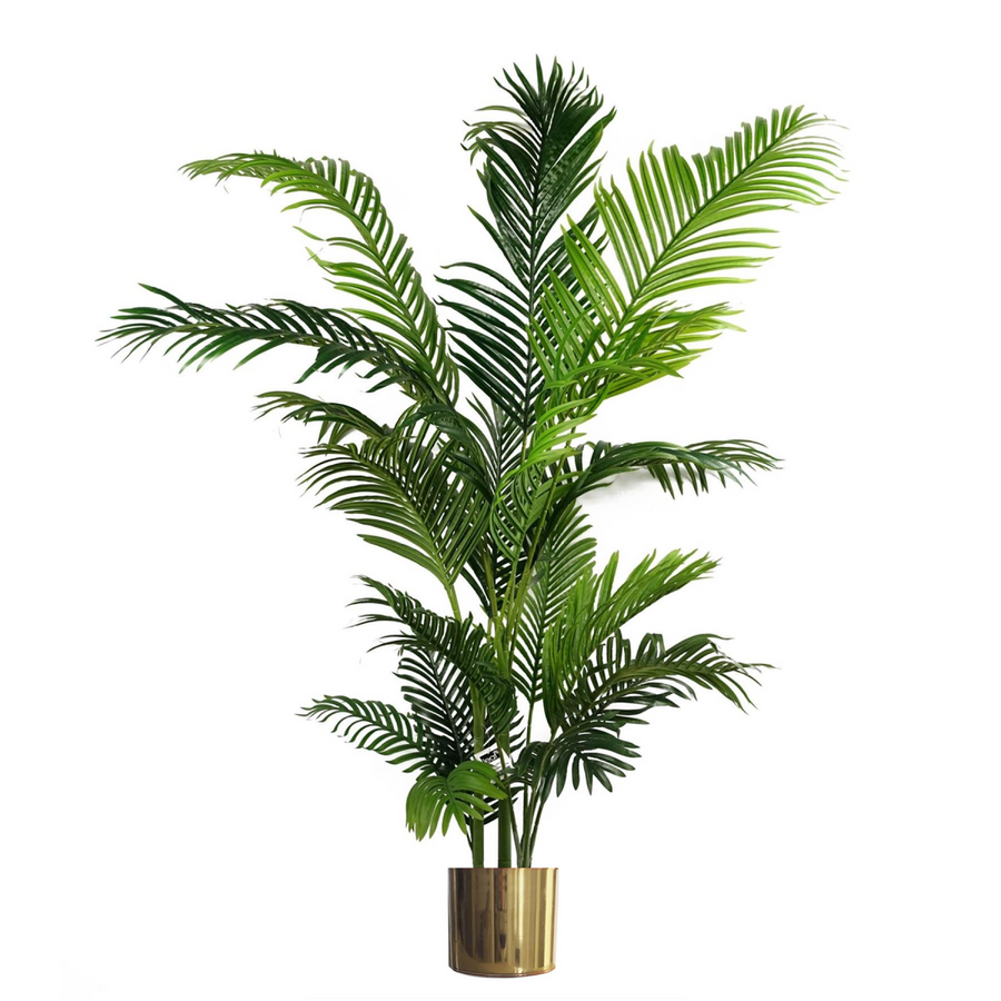 180cm Artificial Palm Tree with Gold Metal Planter
