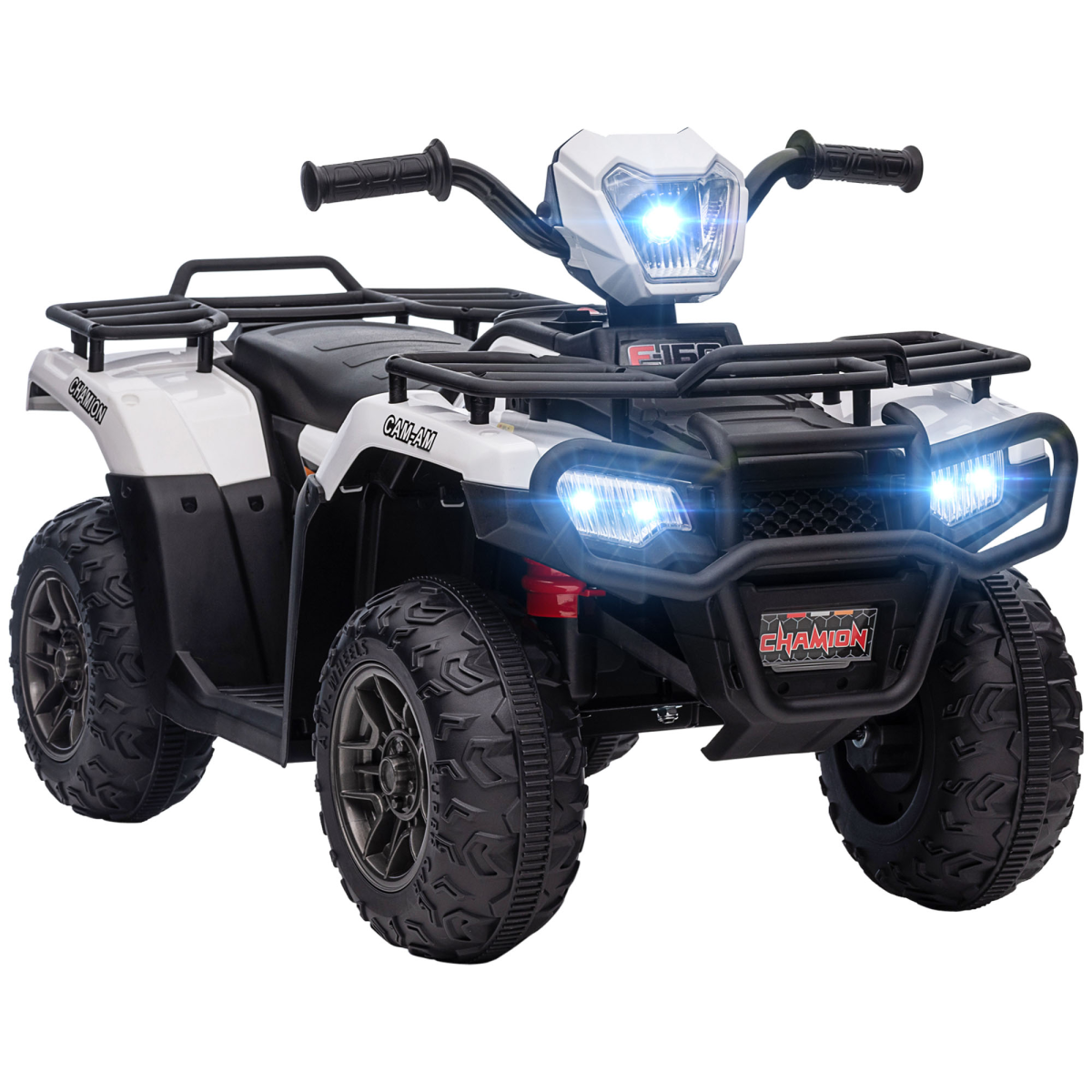 HOMCOM 12V Electric Quad Bike for Kids with LED Headlights and Music - White