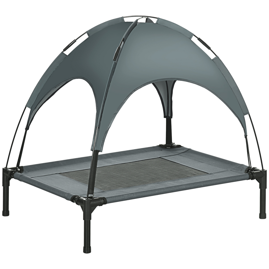 76 cm Elevated Dog Bed Cooling Raised Pet Cot with UV Protection Canopy, Grey