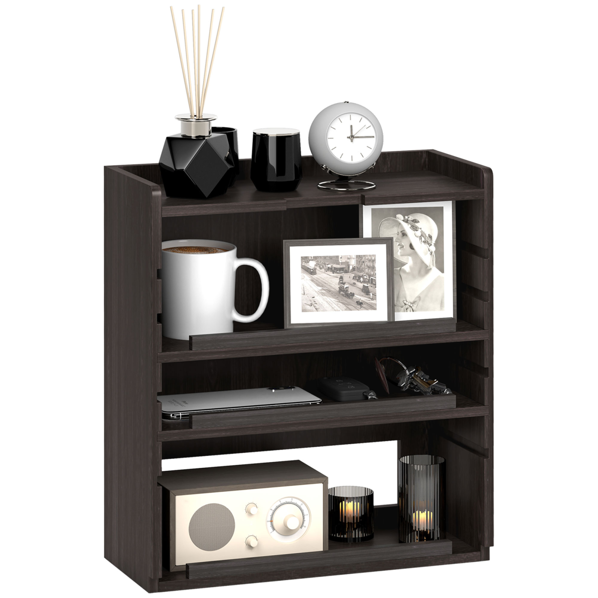 HOMCOM 4-Tier Desktop Organiser with Cable Management for Stationery