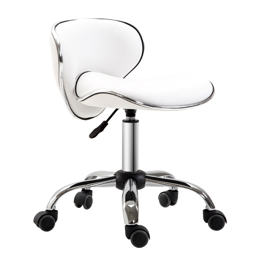 Office Chair Beauty Salon Rolling Technician Stool Chair Low Back White