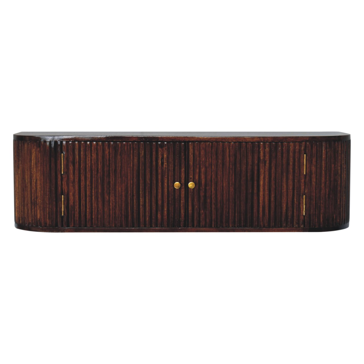 Artisan Furniture Solid Wood Chunky Chestnut Wall Mounted Console, 2 Doors, Dark Brown
