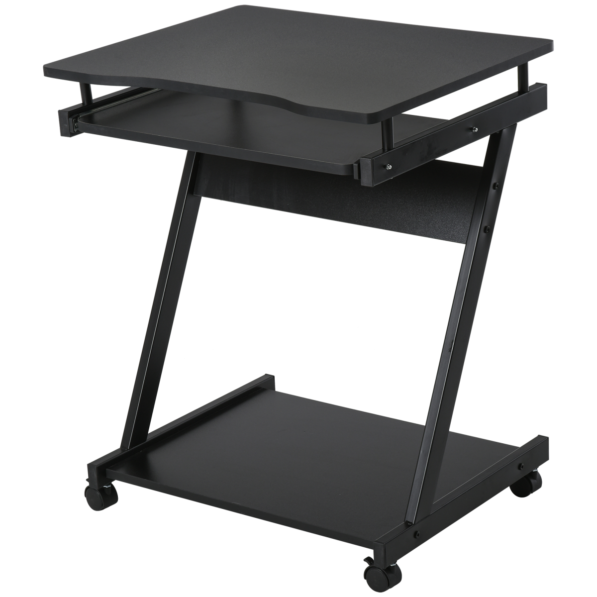 Movable Computer Desk with 4 Moving Wheels and Sliding Keyboard Tray, Black